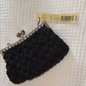 NWT Kate Landy Black Woven Clutch